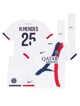 Paris Saint-Germain Nuno Mendes #25 Dječji Gostujuci Dres kompleti 2024-25 Kratak Rukavima (+ kratke hlače)